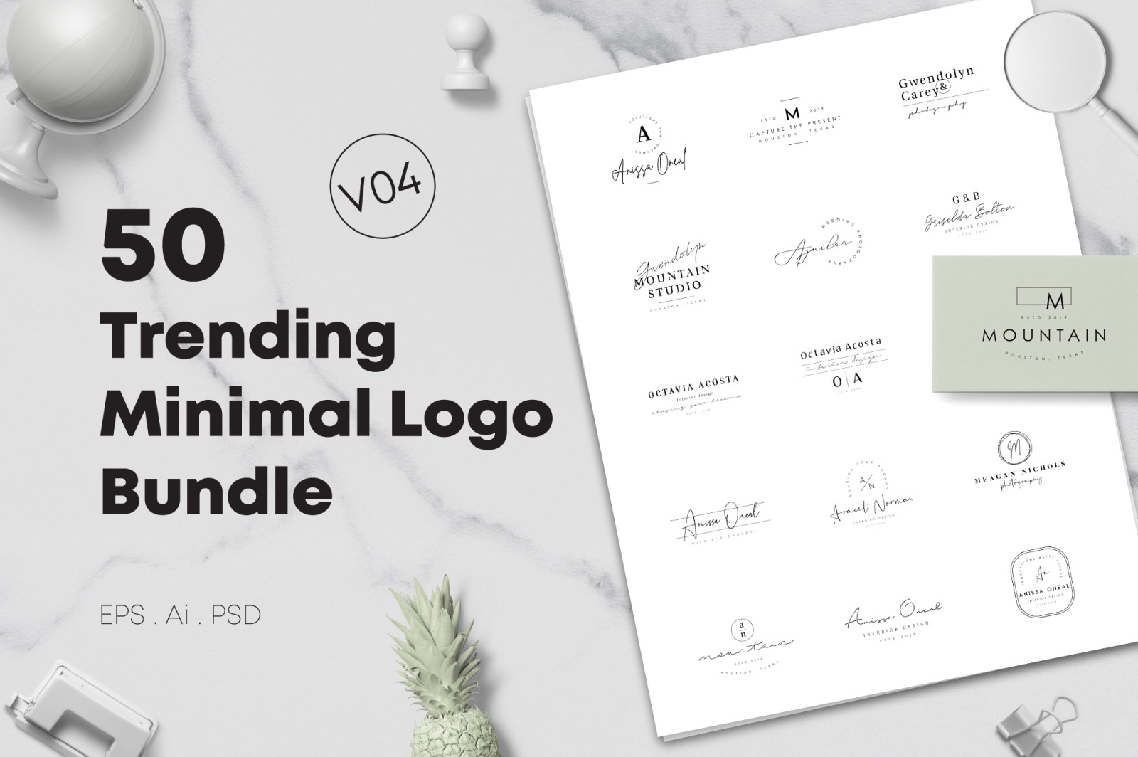 50 Trending Minimal Logo Bundle V04