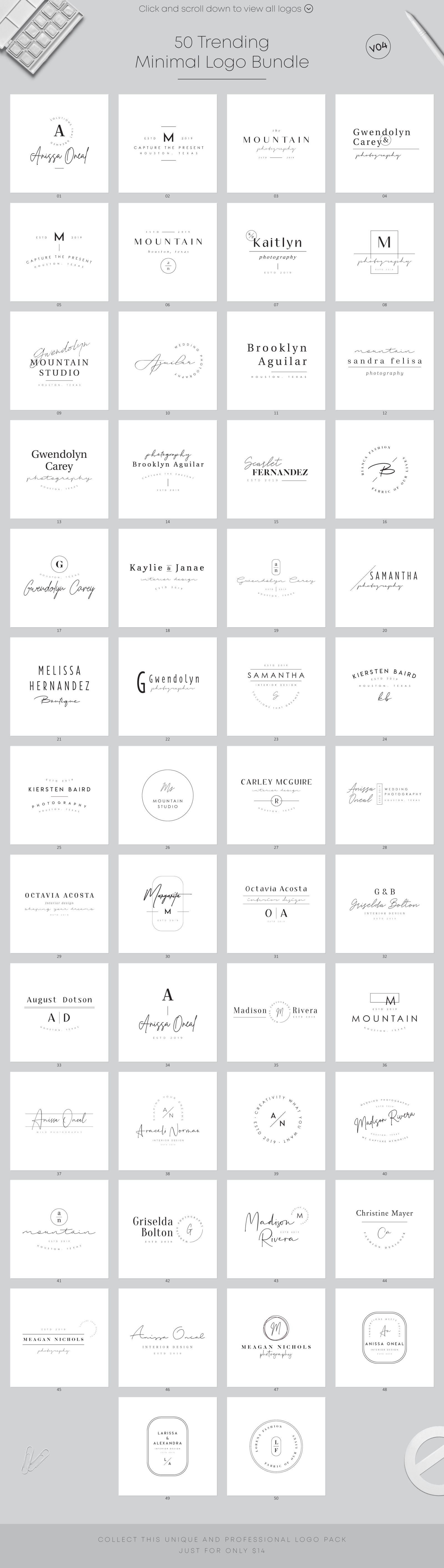 50 Trending Minimal Logo Bundle V04 50 Trending Minimal Logo Bundle V04