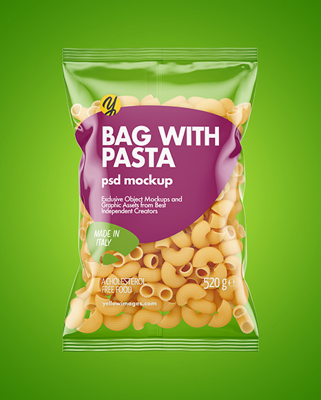 Plastic Bag With Pipe Rigate Pasta Mockup