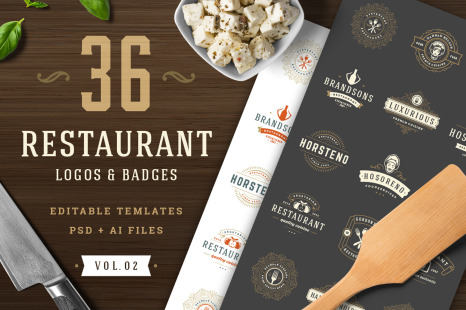 36 Restaurant Logos and Badges - Food stickers