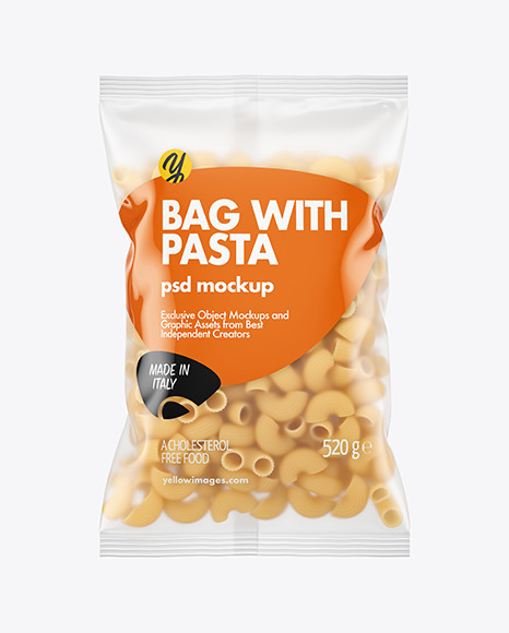 Matte Plastic Bag With Pipe Rigate Pasta Mockup