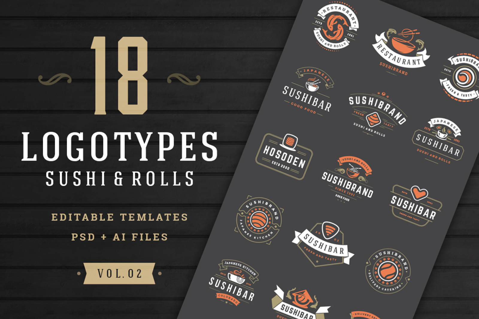 18 Sushi Bar Logos and Badges 18 Sushi Bar Logos and Badges