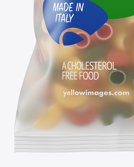 Frosted Plastic Bag With Tricolor Pipe Rigate Pasta Mockup