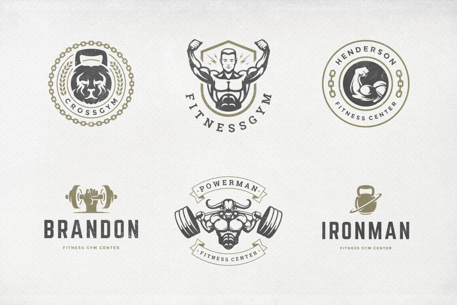 Retro Fitness &amp; Gym Logos Set