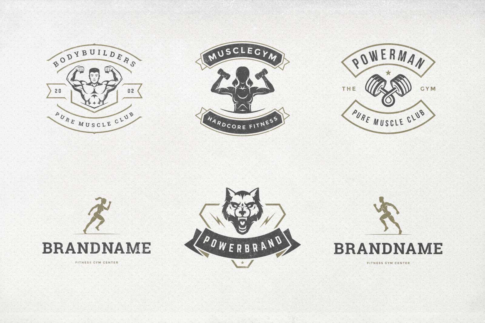 Retro Fitness &amp; Gym Logos Set