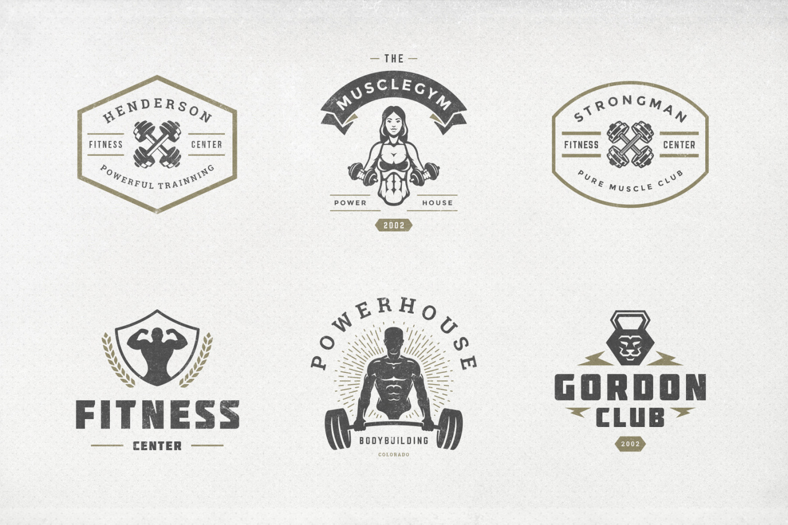 Retro Fitness &amp; Gym Logos Set