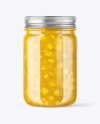 Clear Glass Jar with Pineapple jam Mockup