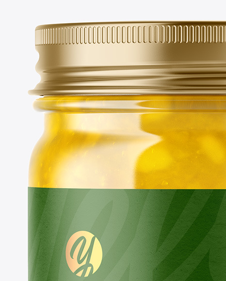 Clear Glass Jar with Pineapple jam Mockup