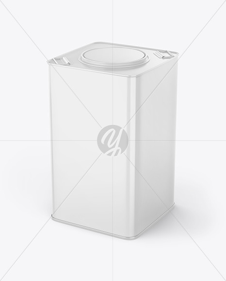 Glossy Square Tin Can Mockup