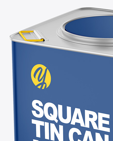 Glossy Square Tin Can Mockup