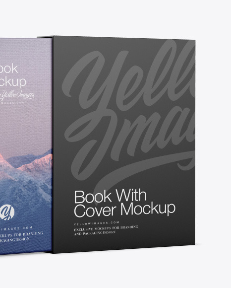 Fabric Hardcover Book With Cover Mockup