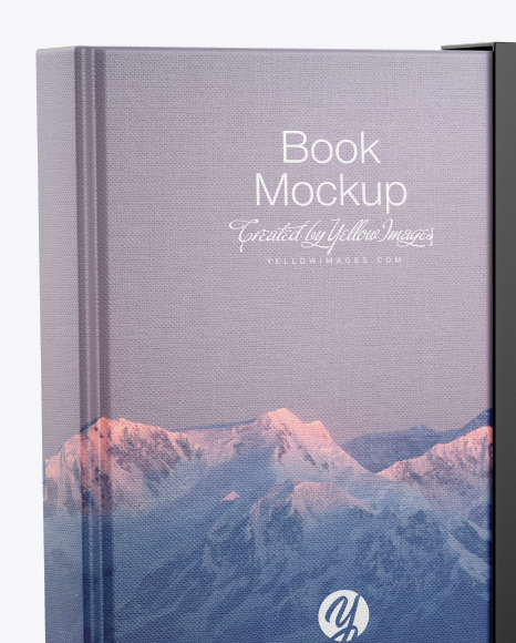 Fabric Hardcover Book With Cover Mockup