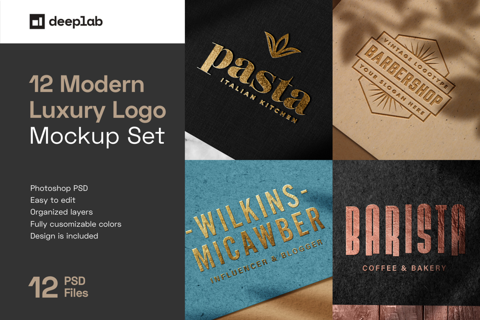 Elegant Luxury Logo Mockup Set Elegant Luxury Logo Mockup Set