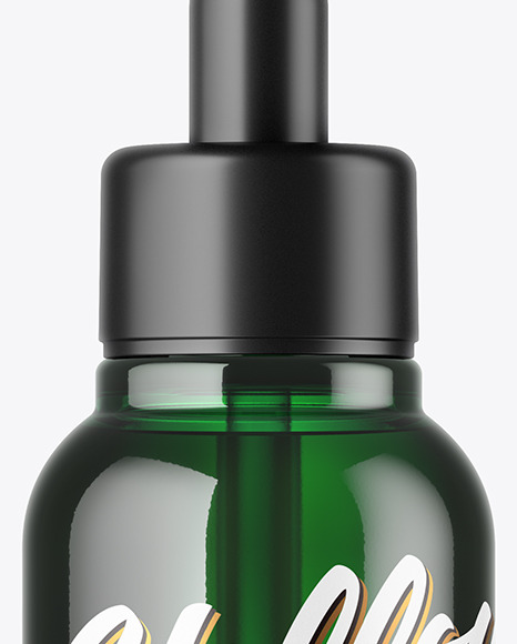 Green Glass Dropper Bottle Mockup