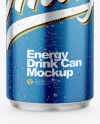 Metallic Drink Can With Condensation Mockup