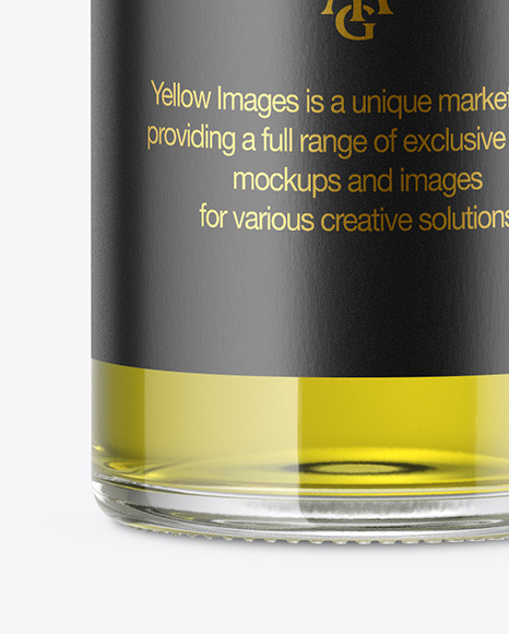 250ml Clear Glass Olive Oil Bottle Mockup