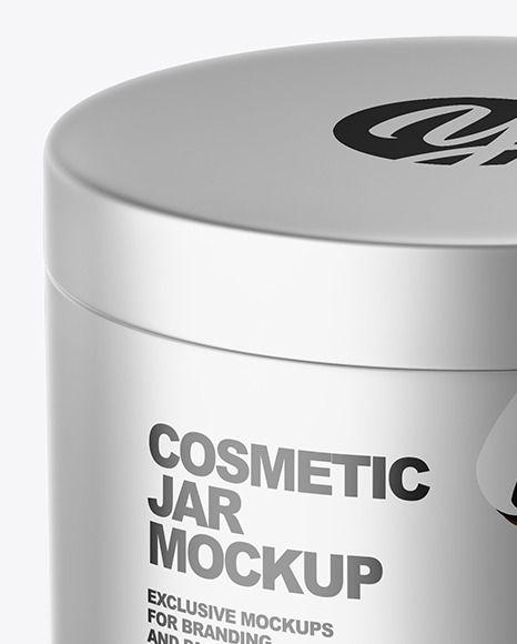 Metallic Cosmetic Jar Mockup (High-Angle Shot)