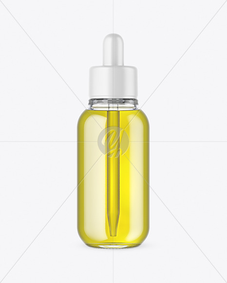 Clear Glass Dropper Bottle with Oil Mockup