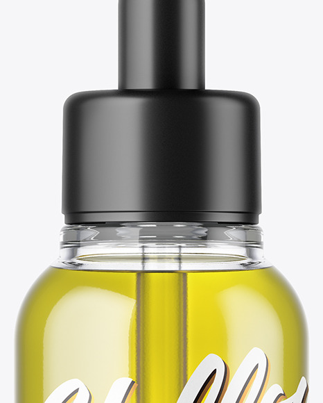 Clear Glass Dropper Bottle with Oil Mockup