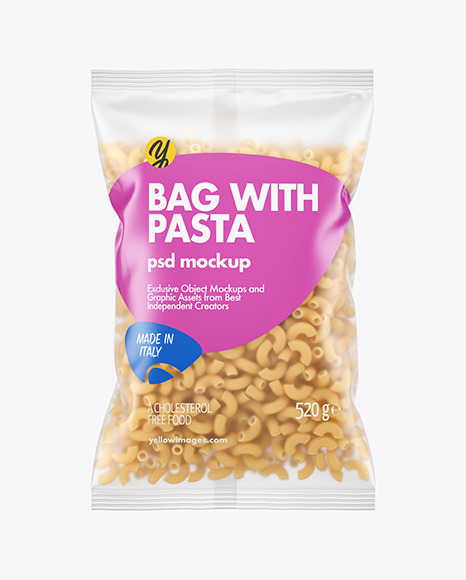 Matte Plastic Bag With Chifferini Pasta Mockup