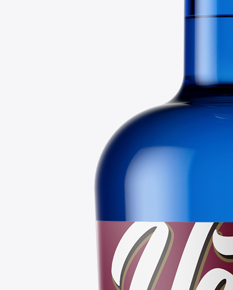 Blue Glass Liquor Bottle Mockup