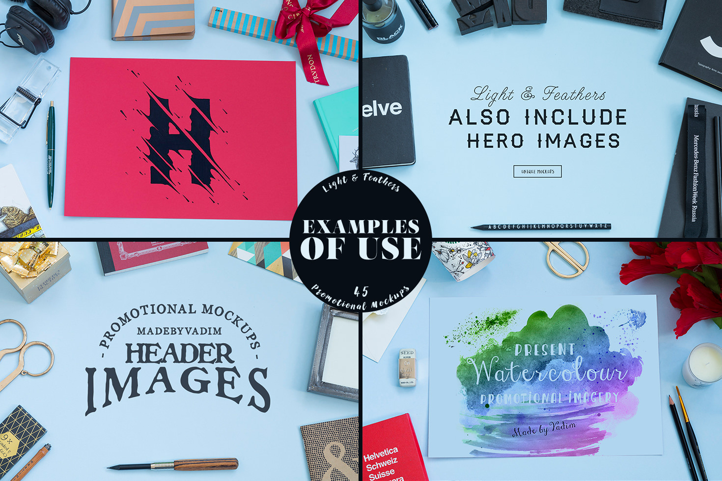 Light &amp; Feathers - Promotional Mockups