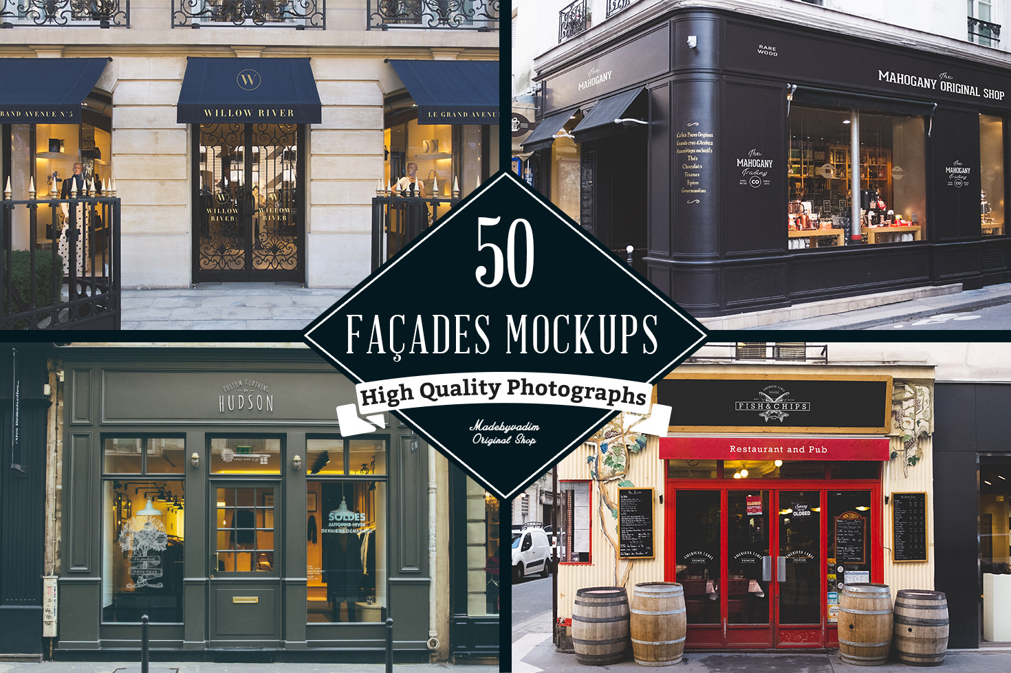 100 Signs &amp; Facades Mockups