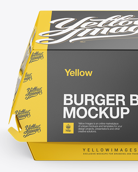 Paper Burger Box Mockup - Front View (High-Angle Shot)