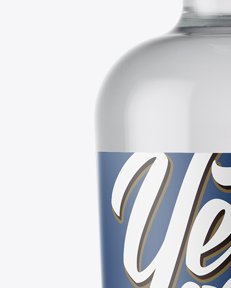 Clear Glass Bottle With Vodka Mockup