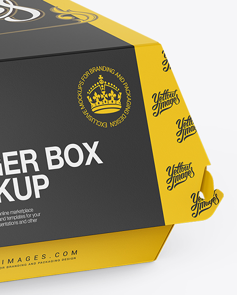 Paper Burger Box Mockup - Halfside View (High-Angle Shot) - Free