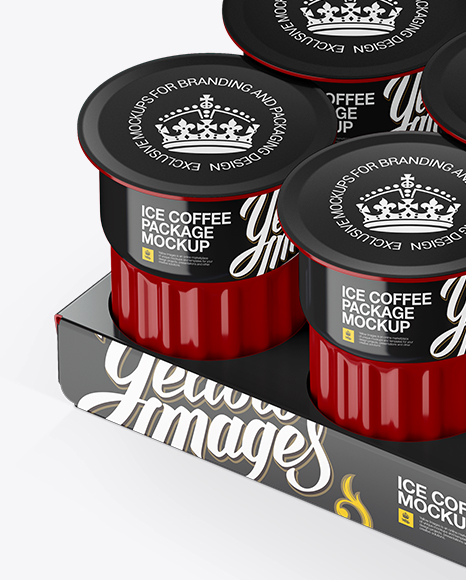 Glossy Ice Coffee 6 K-Cups Pack Mockup - Halfside View (High-Angle Shot)