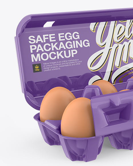 Open Glossy Egg Container - Halfside View (High-Angle Shot)