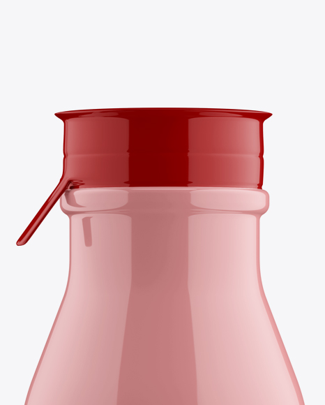 Glossy Small Plastic Dairy Bottle Mockup - Front View