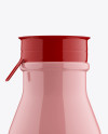 Glossy Small Plastic Dairy Bottle Mockup - Front View