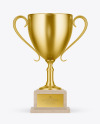 Winner Cup with Wood Stand Mockup