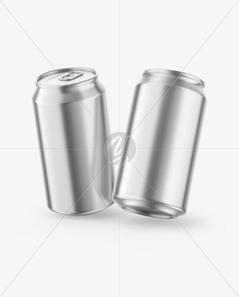 Glossy Metallic Drink Cans Mockup