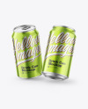 Glossy Metallic Drink Cans Mockup