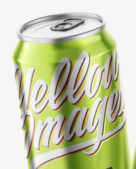 Glossy Metallic Drink Cans Mockup