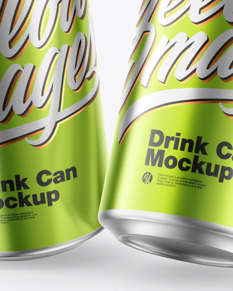 Glossy Metallic Drink Cans Mockup