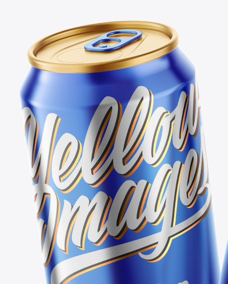 Glossy Metallic Drink Cans Mockup