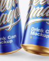 Glossy Metallic Drink Cans Mockup