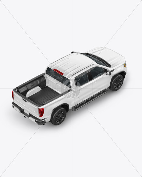 Pickup Truck Mockup - Back Half Side View (high angle shot)