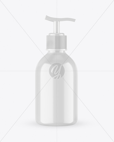 Glossy Cosmetic Bottle with Pump Mockup