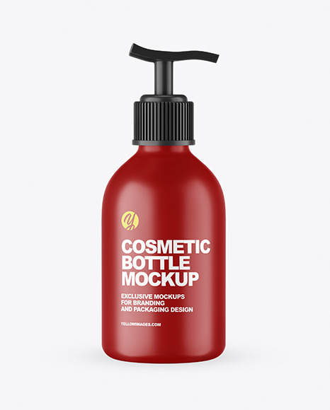 Matte Cosmetic Bottle with Pump Mockup