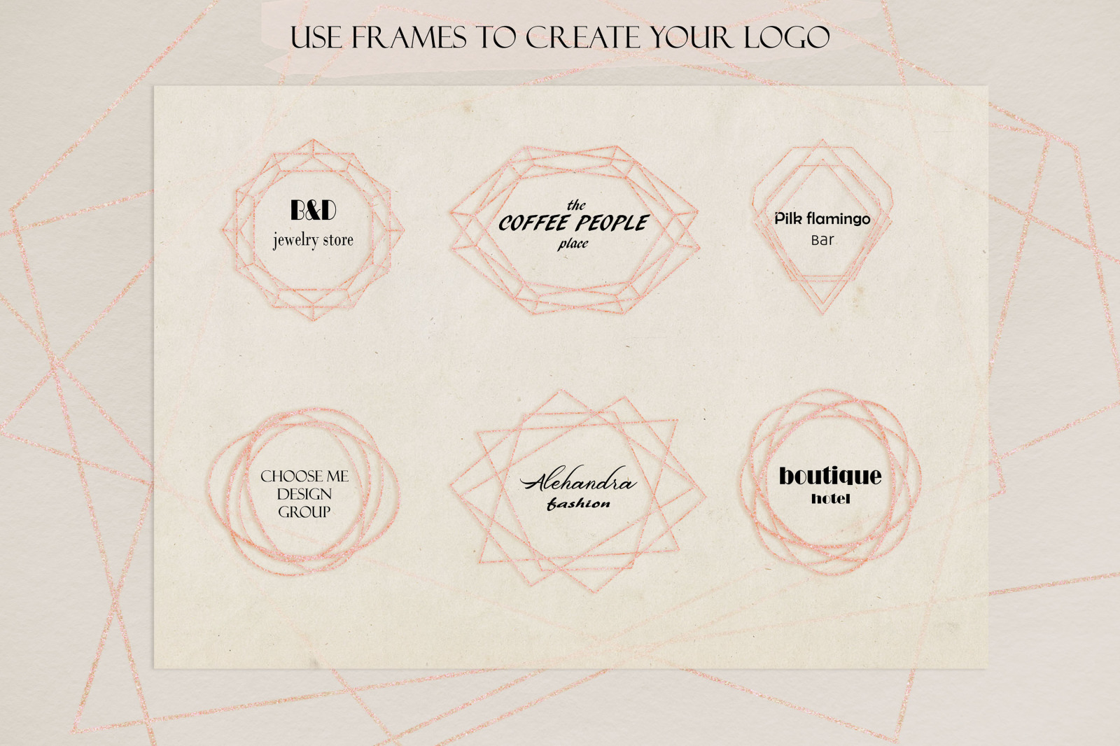 100 Modern Geometric Frames, Elegant Gold & Glitter Frames 100 Modern Geometric Frames, Elegant Gold & Glitter Frames