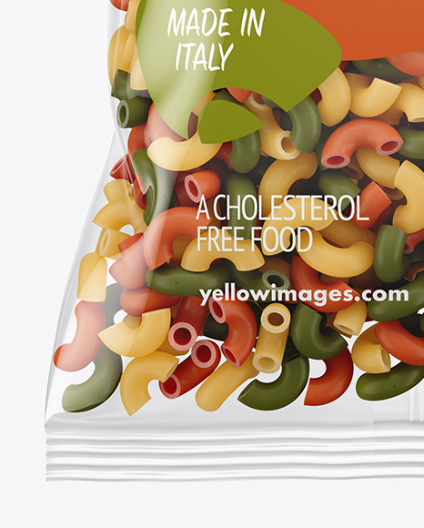 Plastic Bag With Tricolor Chifferini Pasta Mockup