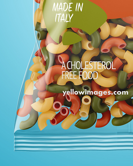 Plastic Bag With Tricolor Chifferini Pasta Mockup