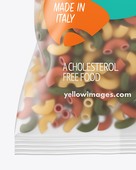 Matte Plastic Bag With Tricolor Chifferini Pasta Mockup