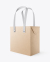 Kraft Paper Bag with Textile Handles Mockup - Half Side View