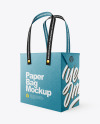 Kraft Paper Bag with Textile Handles Mockup - Half Side View